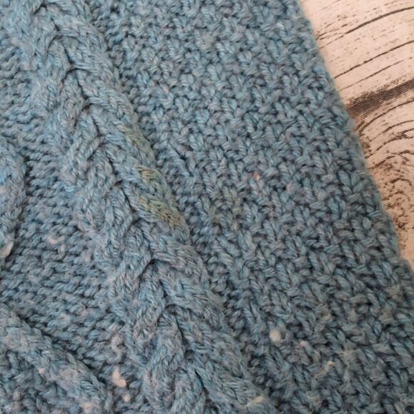 Women’s Blue Cable Knit Wool Sweater Textured Chunky Pullover – Size 20" - Picture 2 of 6